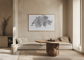 Gray watercolor map of Switzerland Poster