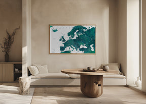 Teal detailed map of Europe Poster