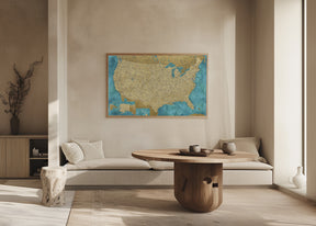 Highly detailed map of the United States, Lexy Poster