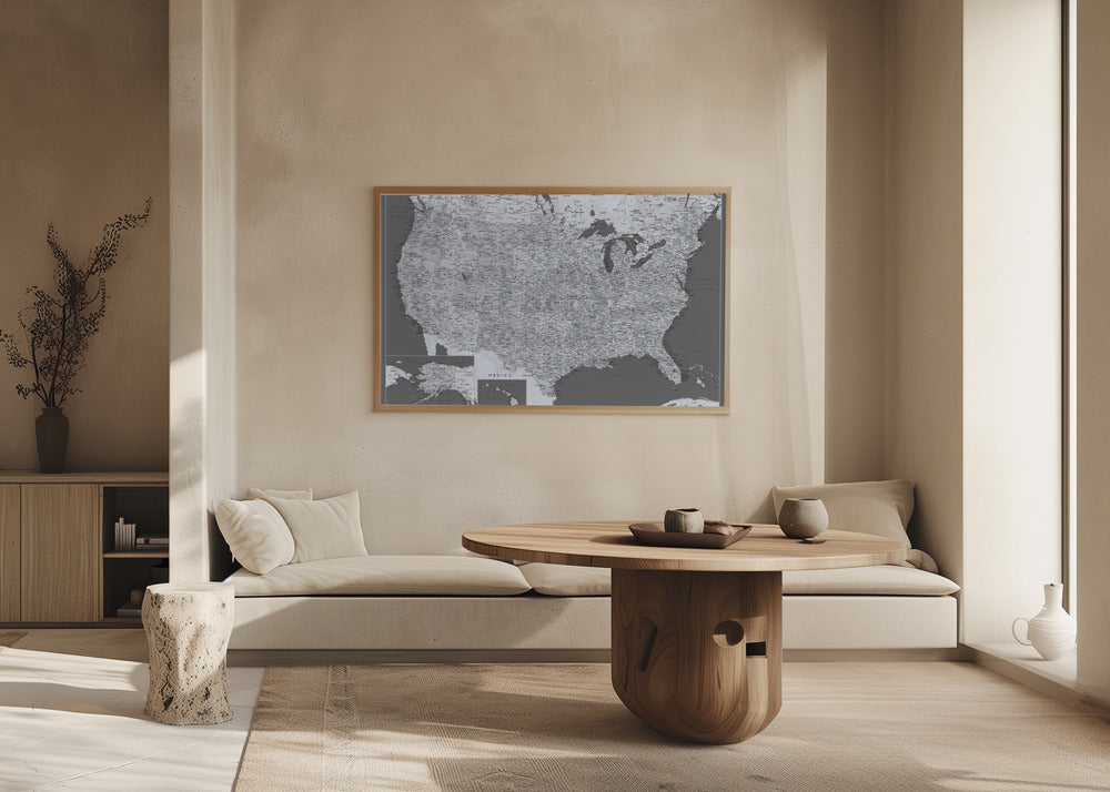 Highly detailed map of the United States, Paolo Poster