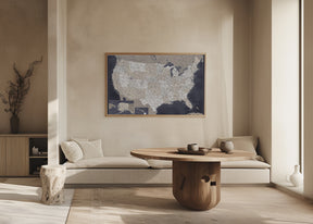 Highly detailed map of the United States, Glyn Poster