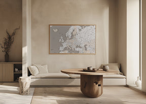 High detail map of Europe in neutrals Poster