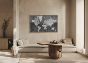 Detailed world map with cities, Patwin Poster