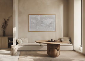 Detailed world map with cities, Maeli warm Poster