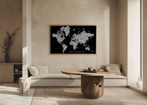 Baibah world map with cities, Wanderlust Poster