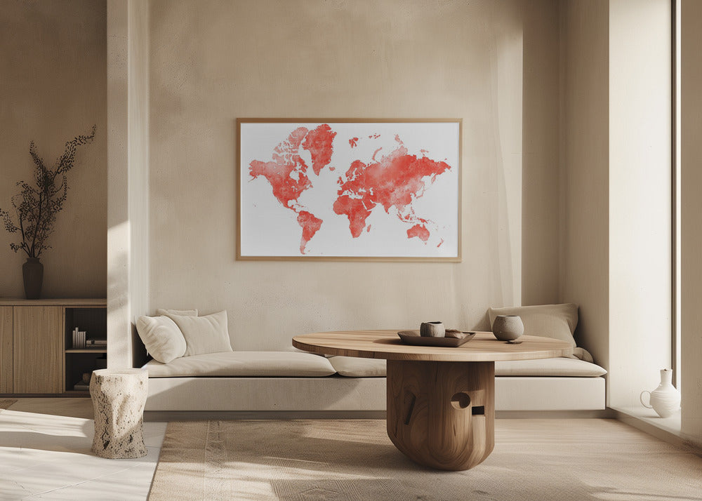 World map with outlined countries, Coralinah Poster