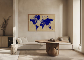 Rustic world map with cities, Korinne Poster