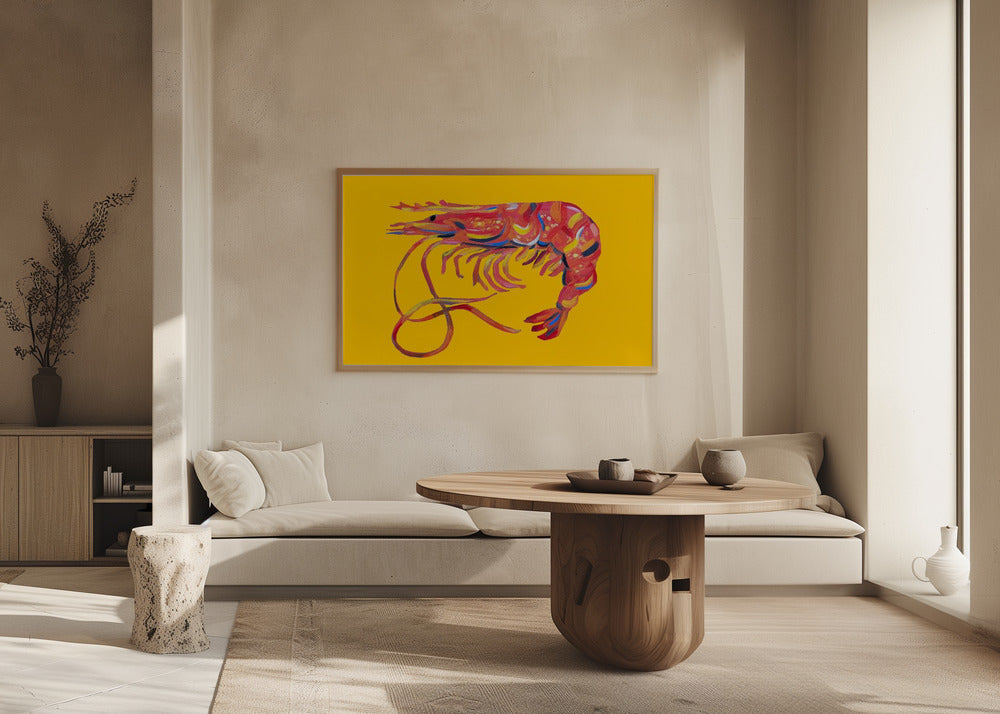 Prawn On Yellow Poster