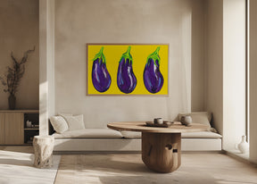 Aubergines On Yellow Poster