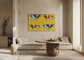 Cow Art On Yellow Poster