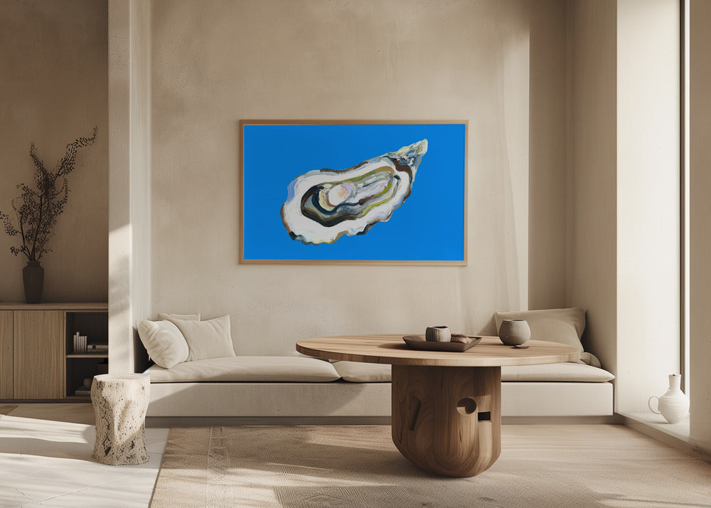 Oyster By the Sea Blue Poster