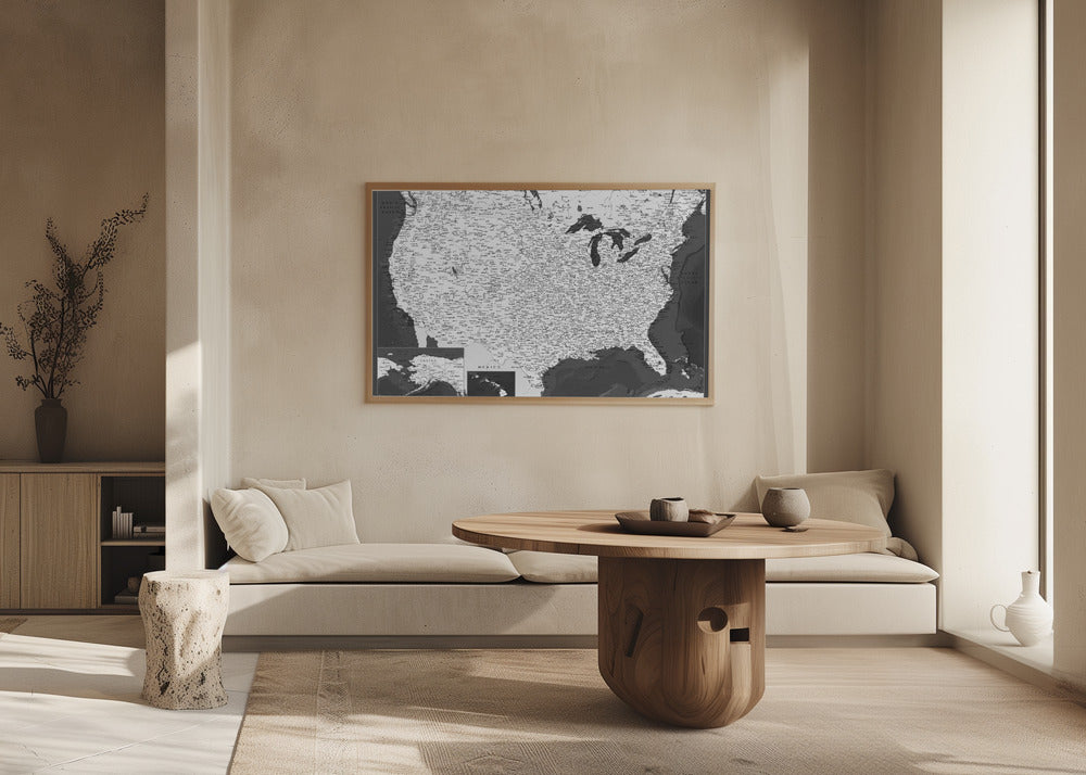 Highly detailed map of the United States, Olson Poster