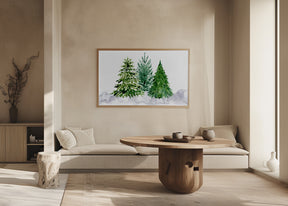 Three watercolor pine trees Poster