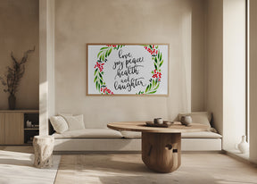 Watercolor wreath with holiday wishes Poster