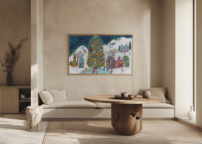 Christmas village in the snow Poster