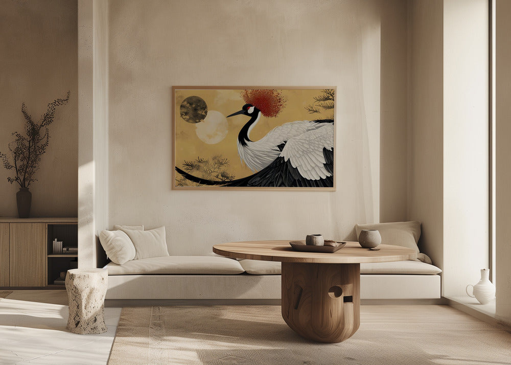 Abstract red-crowned crane Poster