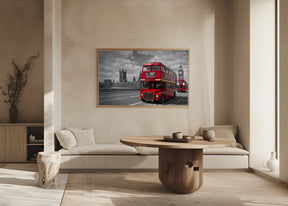 Red Buses in London Poster