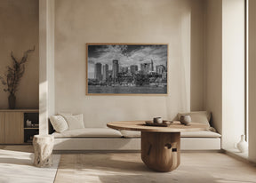 BOSTON Skyline North End &amp; Financial District - Monochrome Poster