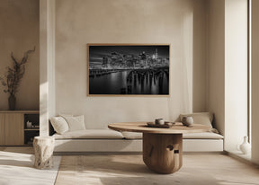 Manhattan Monochrome Skyline after Sunset Poster