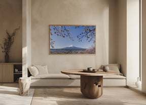 Fantastic view of Mount Fuji with cherry blossoms Poster