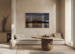 Gorgeous Rainbow Bridge and Tokyo Skyline at sunset Poster