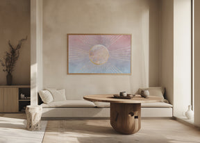 Landscape Boho sun ombre pink blue Poster