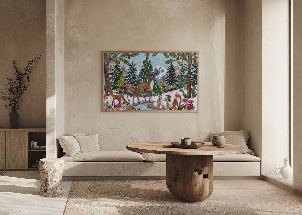 Animal Winter Scene Poster