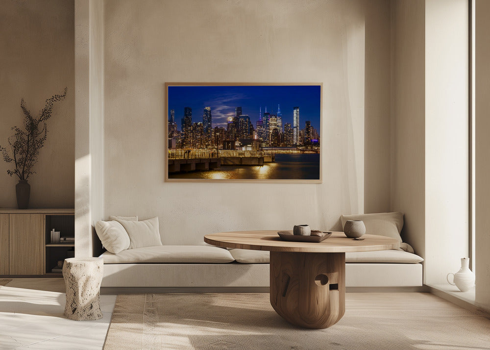 Midtown Manhattan Skyline with Harvest Moon Poster