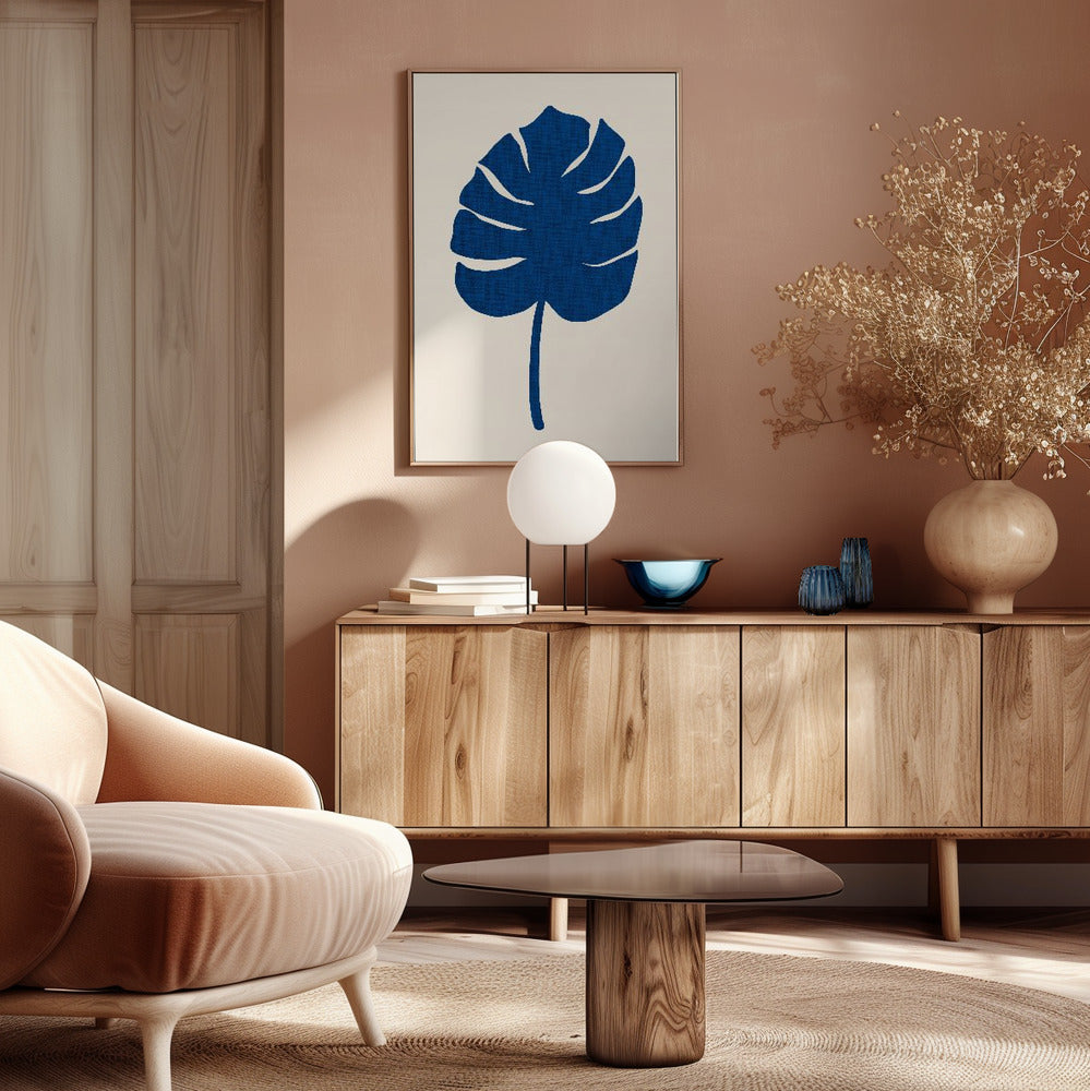 Monstera Canvas Blue Poster