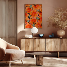 Orange Big Flowers Poster