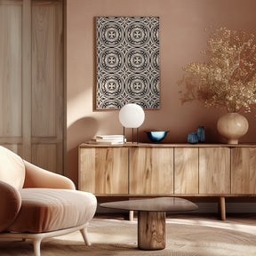 Beige and Black Tile Pattern Poster