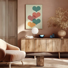 Mid century hearts I Poster