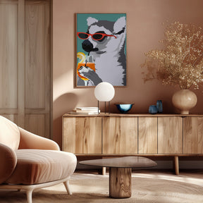 Jugdy Lemur with Drink Poster