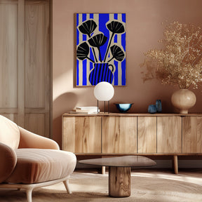 Striped Still Life Blue Poster