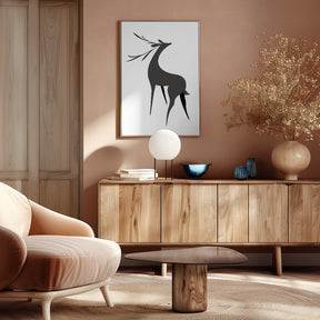 Stylized retro deer (grey) Poster