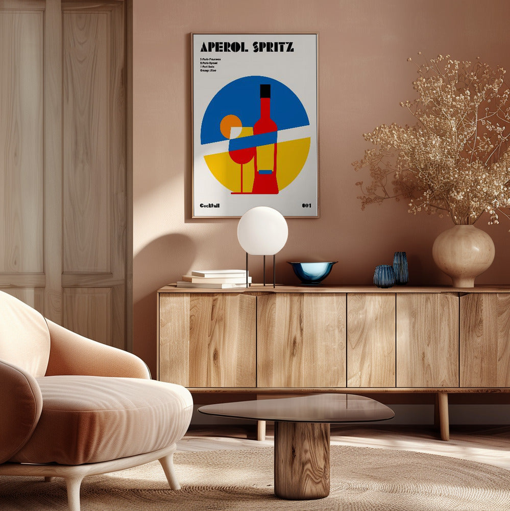 Aperol Spritz Cocktail Bauhaus Art Print Poster