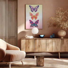 Colorful floral butterflies II Poster