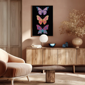 Colorful floral butterflies III Poster