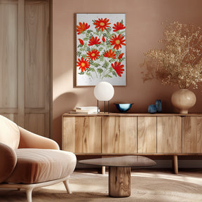 Ladybug flowers red Poster