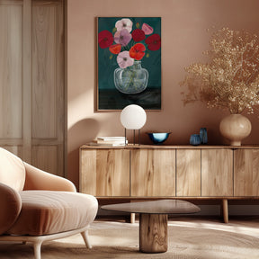 Vase with poppys Poster