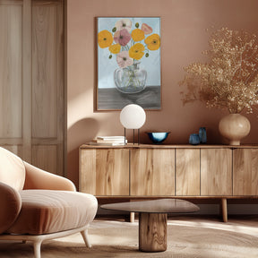 Vase with poppys Poster