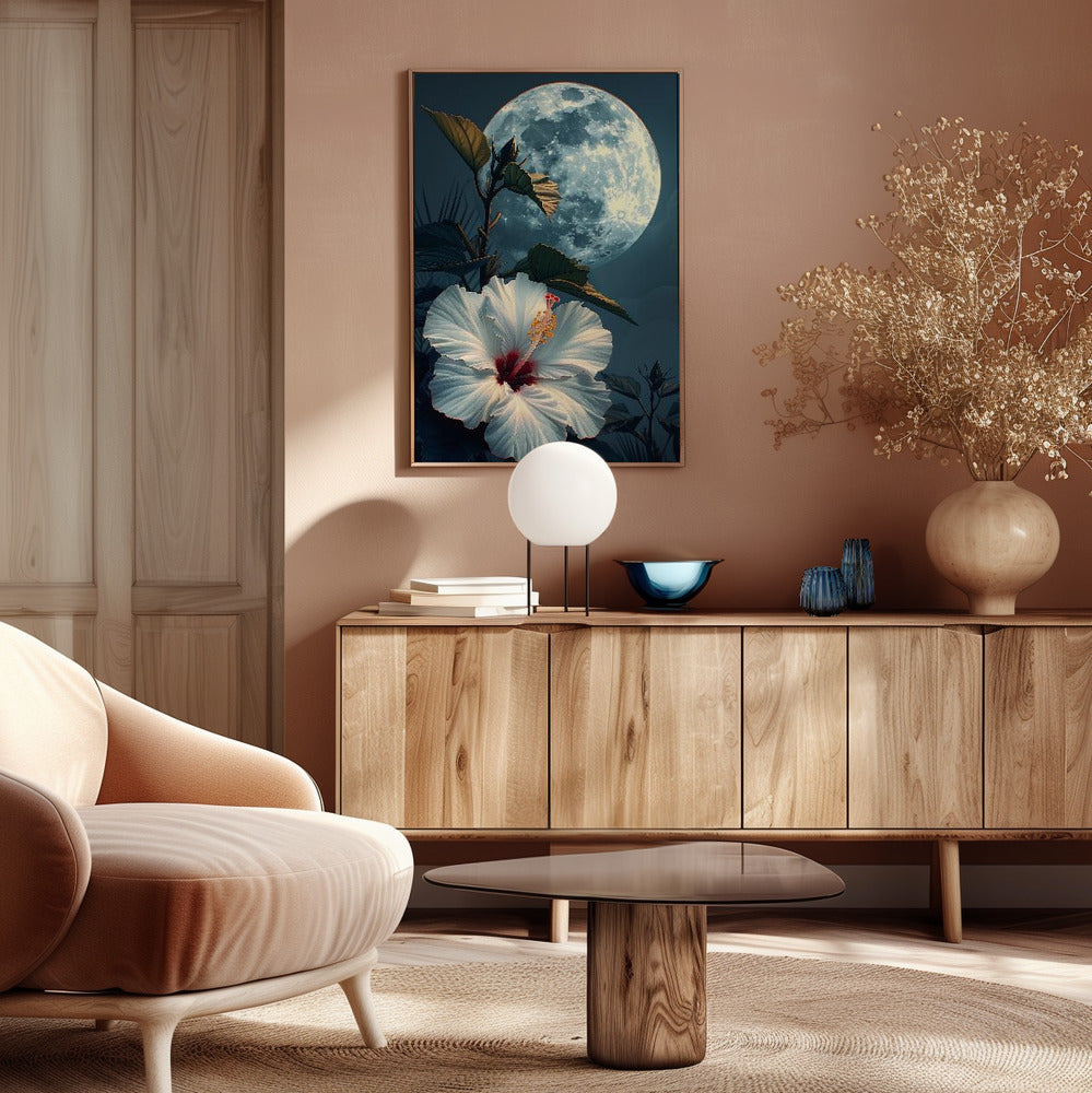 Hibiscus and the Moon Poster
