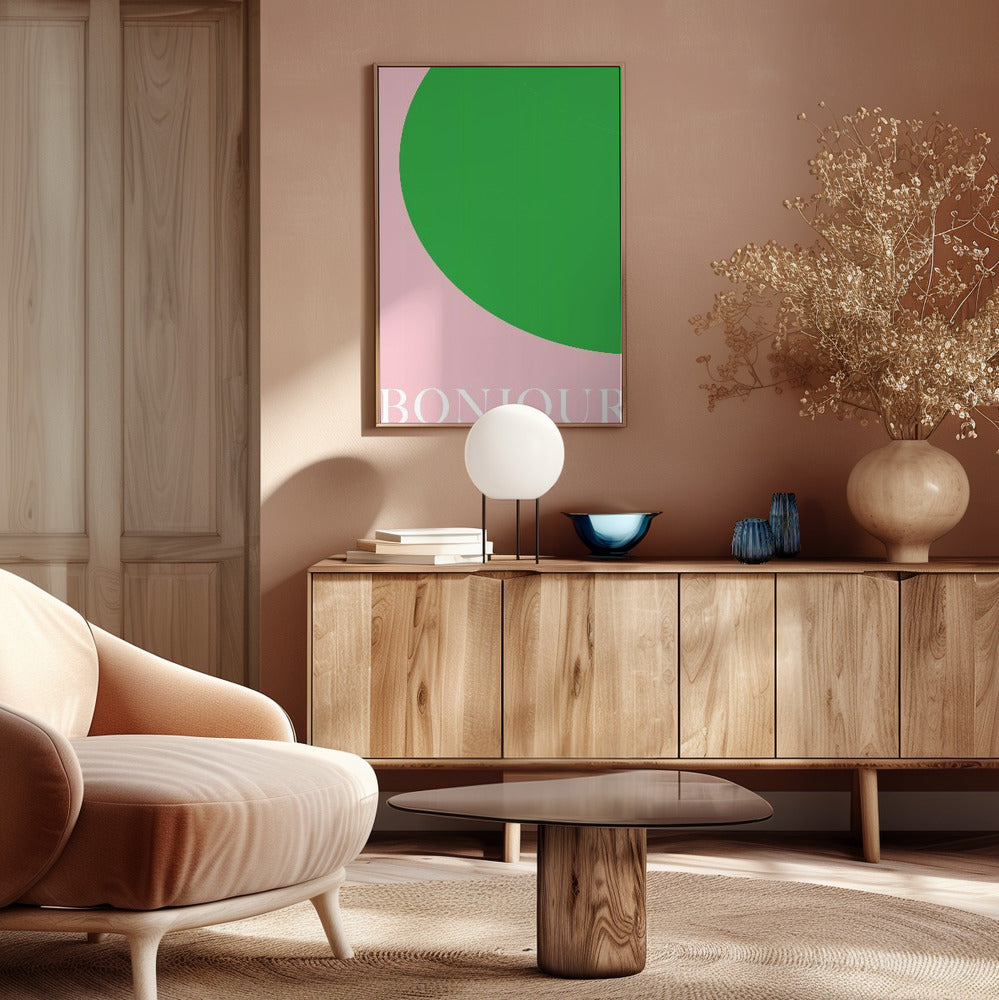 Bonjourpinkgreen Size24x36 Poster