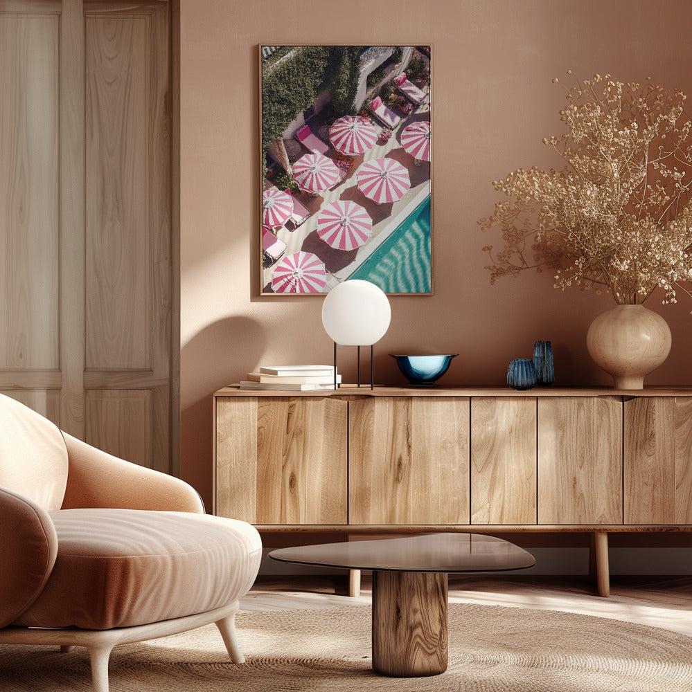 Glam Pool Pink Umbrella Poster