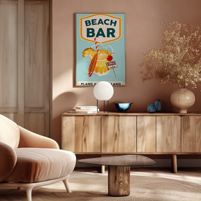 Beach Bar Summer Tropical Cocktail Bar Art Poster