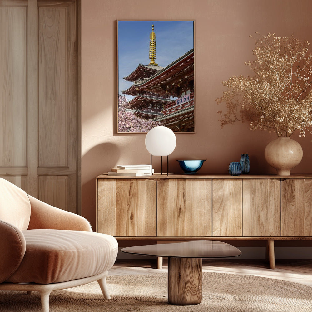 Charming Pagoda and Hozomon Gate of the Senso-ji temple in Tokyo Poster