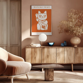 Maneki-neko Cat Orange Poster