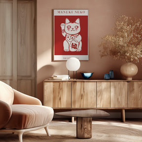 Maneki-Neko Cat Red Poster