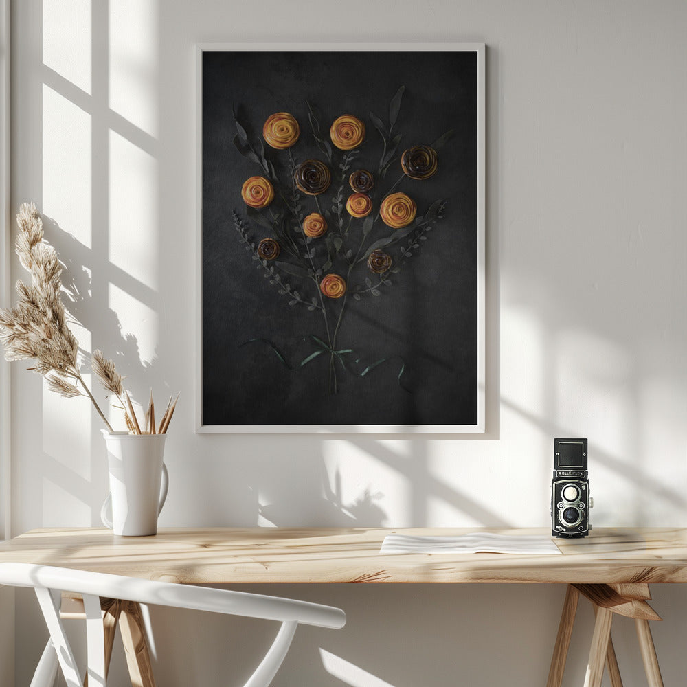 Peach and plum mini tarts bouquet Poster