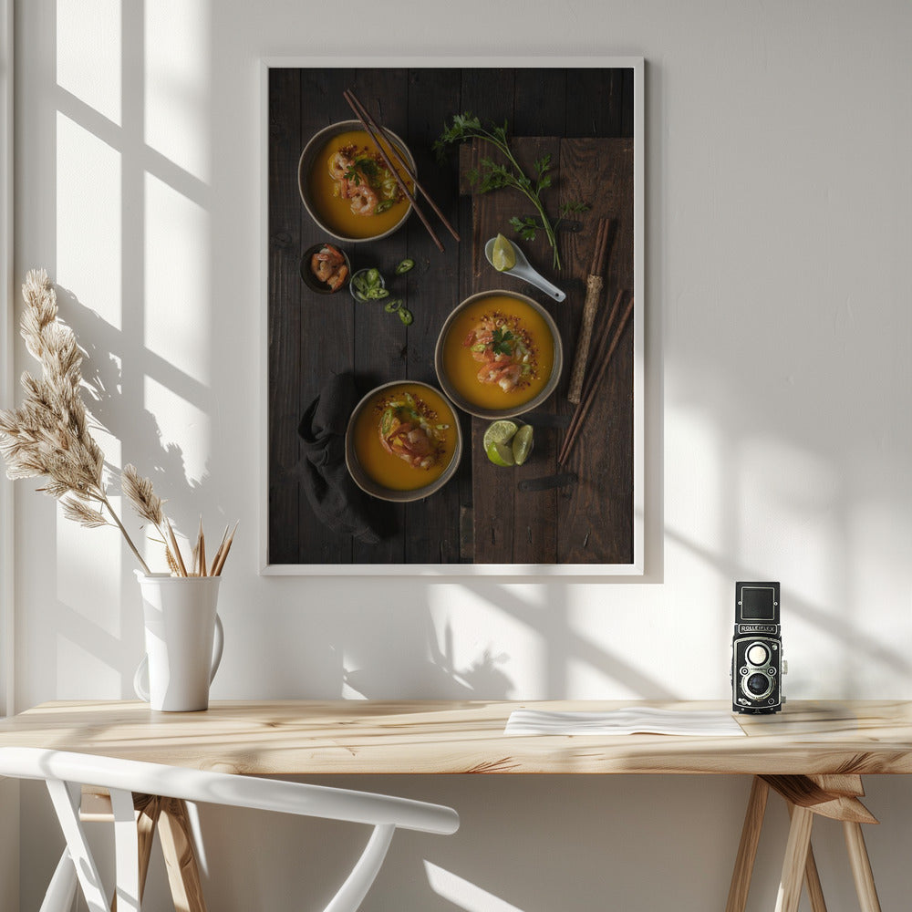 Vietnam food memories: Pumpkin soup with shrimps Poster